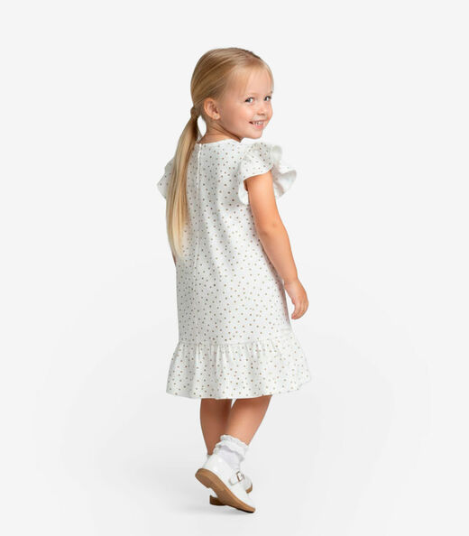 Vestido Infantil Com Manga Godê Select Bege