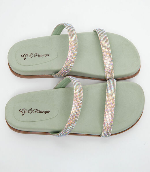 Sandália Papete Feminina Com Strass Select Verde