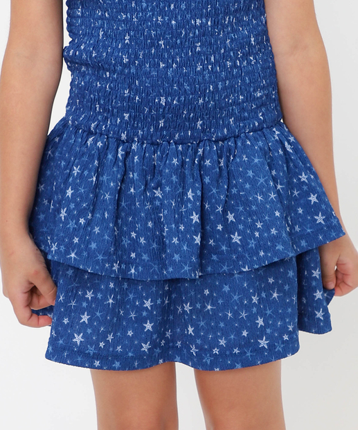 Vestido Infantil Lastex Estrelas Marisa Tam 4 a 12 Azul