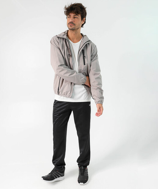 Jaqueta Masculino Fitness Corta Vento Capuz MR Cinza