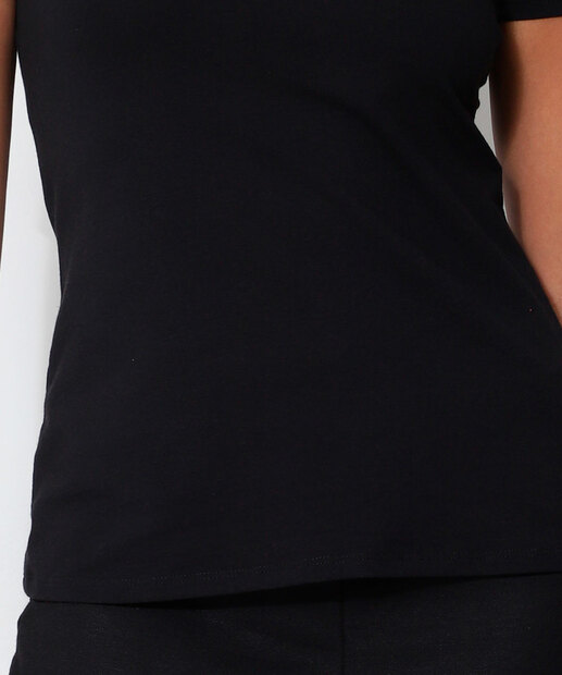 Blusa Feminina Básica Decote V Manga Curta Marisa