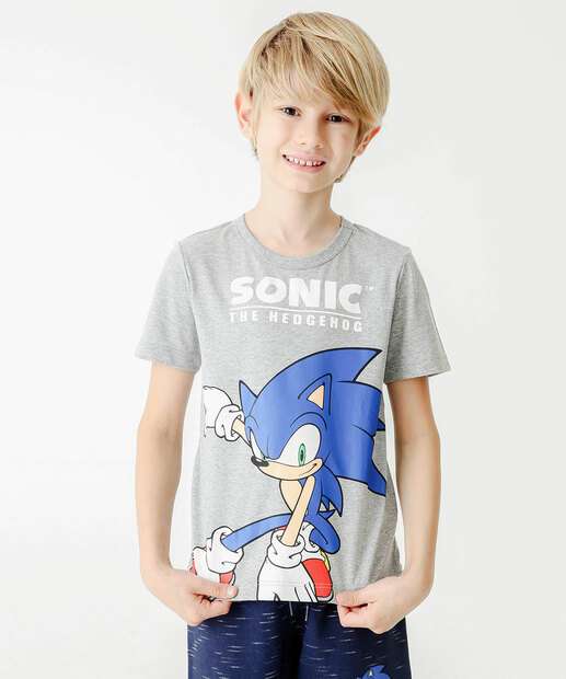 Camiseta Infantil Estampa Sonic Tam 4 a 10