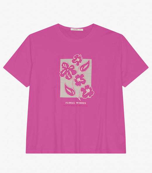 Camisa Manga Curta Plus Size Secret Glam Rosa