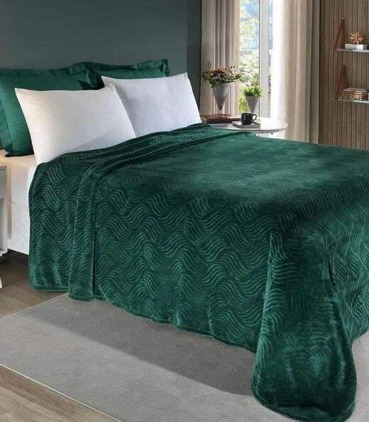 Image_Cobertor Flannel Casal Lar E Lazer Verde