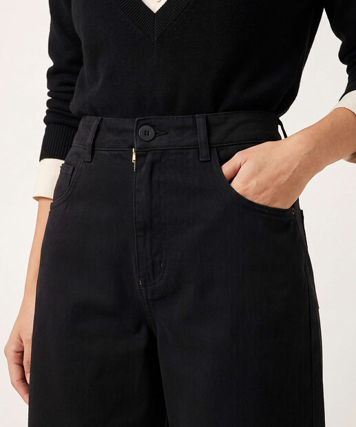 Calça Wide Leg Pantalona Feminina Sarja Sawary