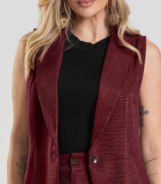 Colete Feminino em Tecido Poli Linho Dianna Vermelho