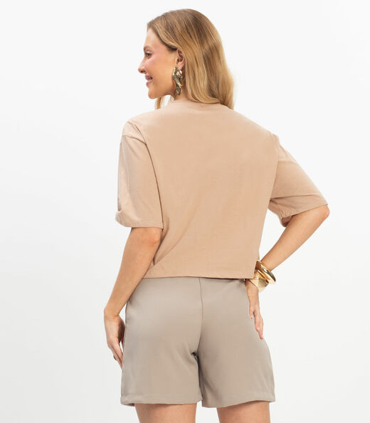 T- Shirt Feminina Meia Malha Rovitex Marrom