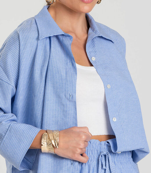 Camisa Feminina manga 7/8 Listrada Dianna Azul
