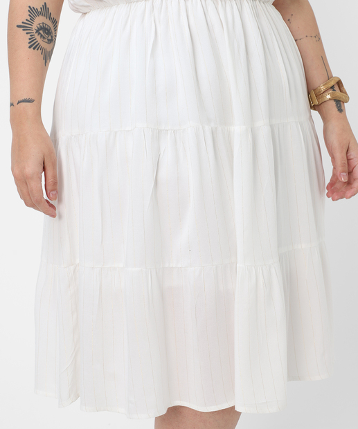 Vestido Plus Size Feminino Brilho Lurex Marisa Off White