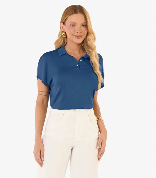 Image_Blusa Feminina Visco Tricot Gola Polo Rovitex Azul