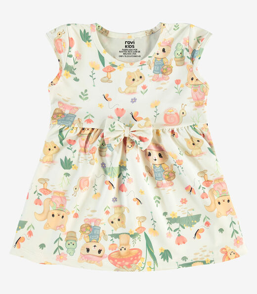 Image_Vestido Infantil Estampado Malha Rovi Kids Bege