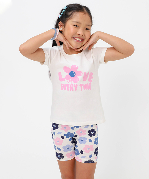 Conjunto Infantil Floral Marisa Tam 4 a 10 Off White