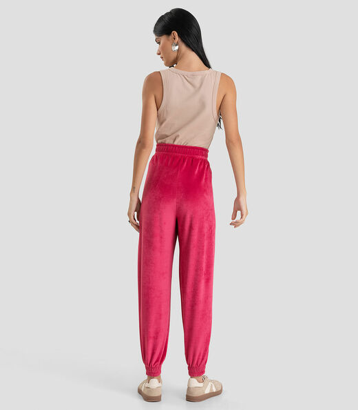 Calça Feminina Jogger Veludo Cotelê Dianna Vermelho