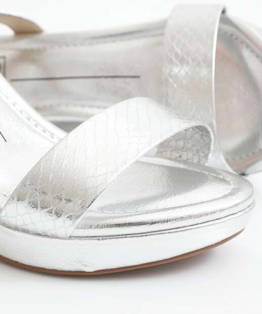 Sandália Feminino Plataforma Tiras Moleca Prateado
