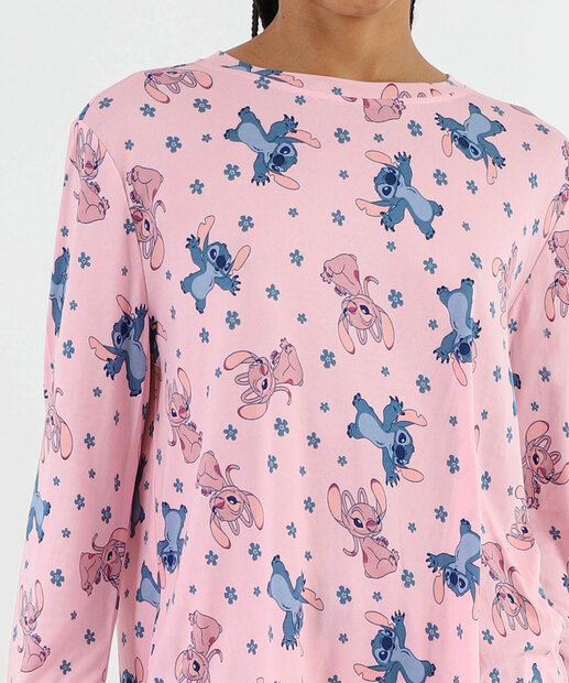 Pijama Feminino Estampa Stitch e Angel Rosa