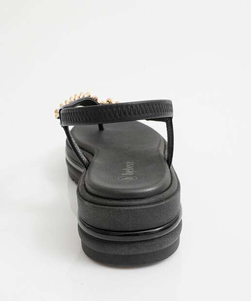 Sandália Feminina Flatform Corrente Bebecê Preto