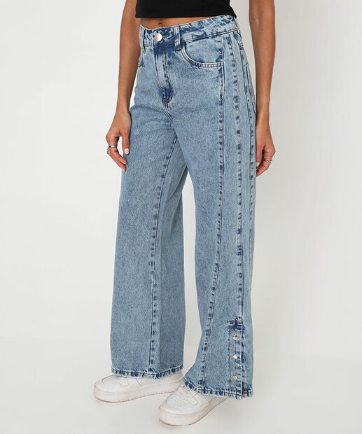 Calça Feminina Jeans Wide Leg Petit Sawary Azul