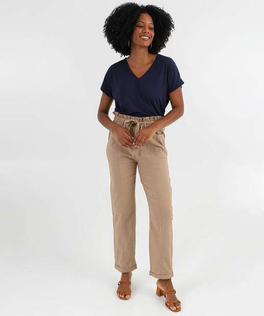 Blusa Feminina Canelada Manga Curta Marisa Preto