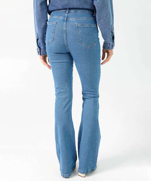Calça Feminina Jeans Flare Cintura Alta Marisa Azul