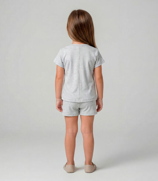 Conjunto Infantil Feminino Blusa e Short Select Cinza