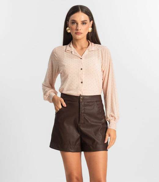 Image_Shorts Feminino Courino Sintético Endless Marrom