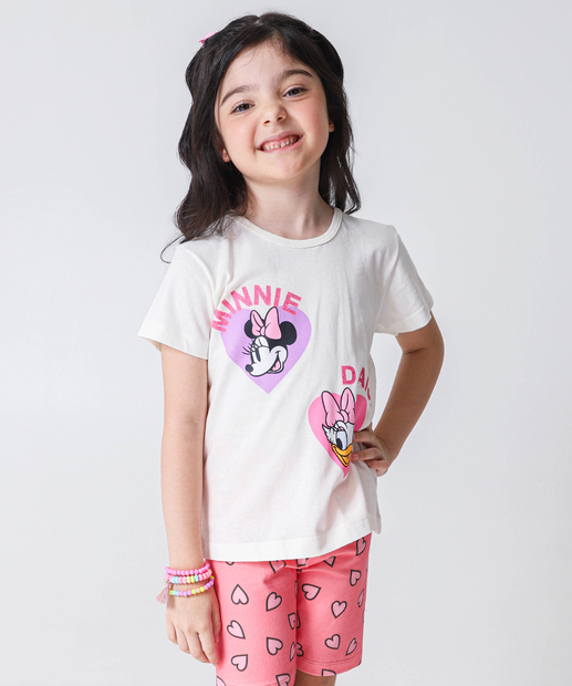 Conjunto Infantil Minnie E Margarida Disney Tam 4 a 10 Off White