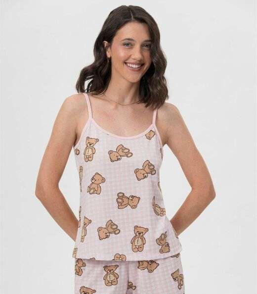 Short Doll Alcinha Ursinhos Mensageira Da Paz Rosa