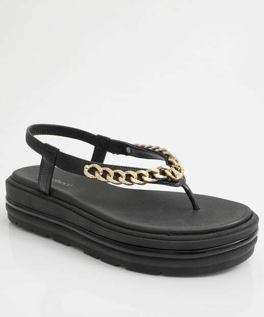 Image_Sandália Feminina Flatform Corrente Bebecê Preto