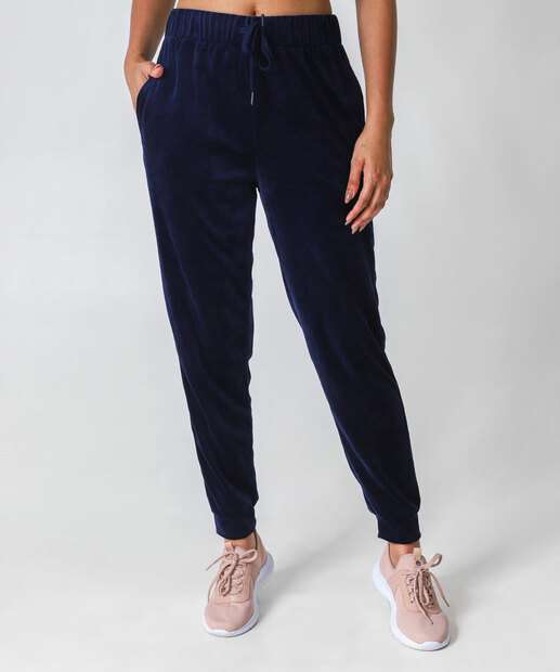 Calça Jogger Plush Feminina Fitness Marisa Azul