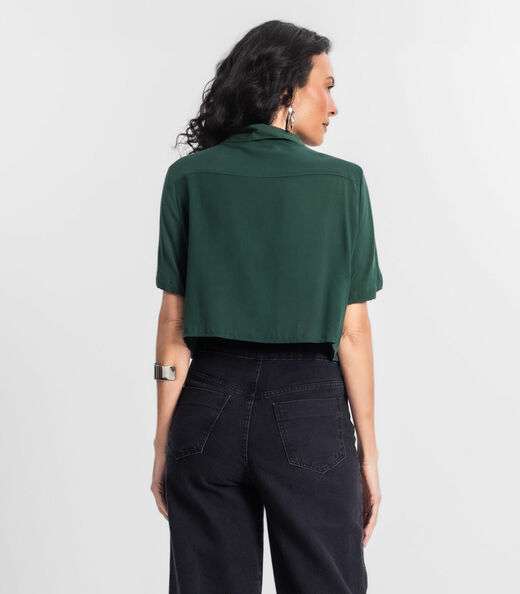 Camisa Cropped Feminina Básica Select Verde