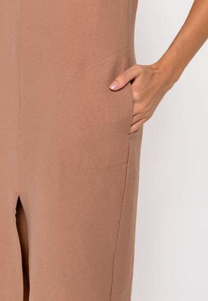 Vestido Midi Fenda Feminino Chocolate Salvatore