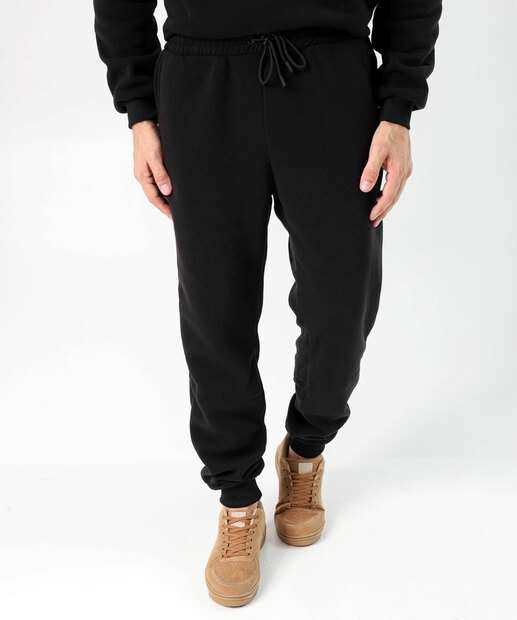 Calça Masculina Jogger Moletom Bolsos Marisa Preto