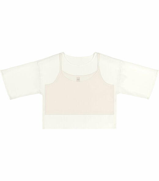 Blusa Feminina Com Cropped Chiffon Rovitex Bege