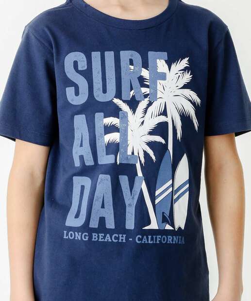 Camiseta Juvenil Estampa Surf Manga Curta MR Tam 10 a 16