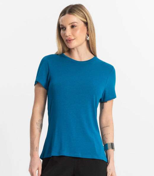 Blusa Feminina Básica Visco Tricot Rovitex Azul