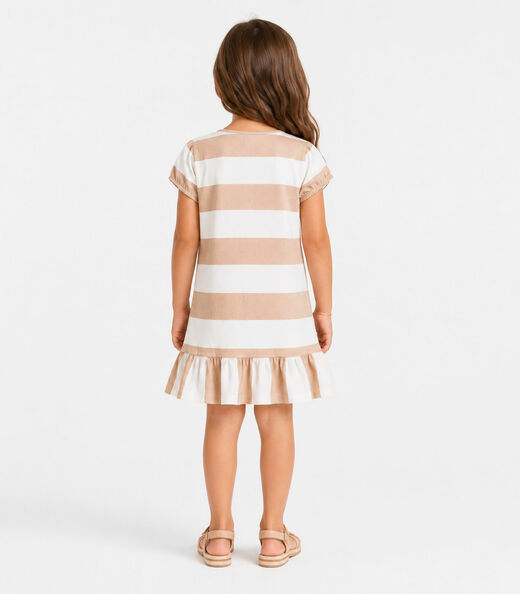Vestido Infantil Menina Em Cotton Leve Select Bege