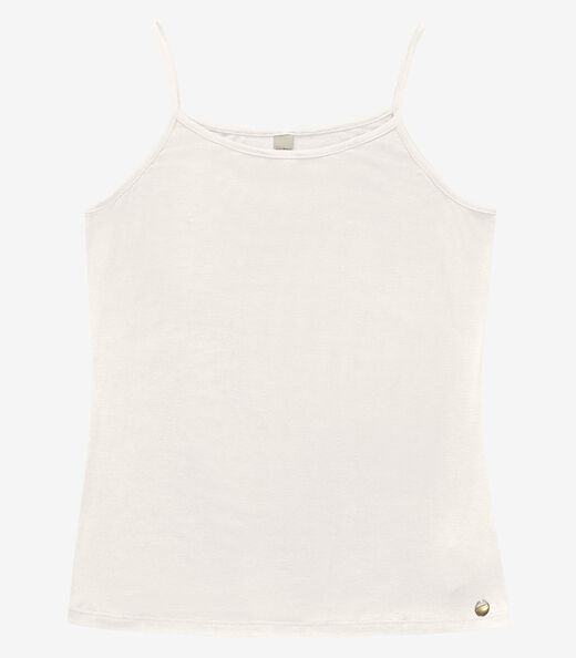 Blusa de Alça Feminina Viscotorcion Básica Rovitex Bege