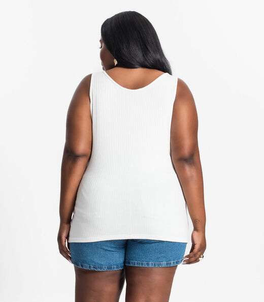 Regata Plus Size Em Ribana Canelada Secret Glam Bege