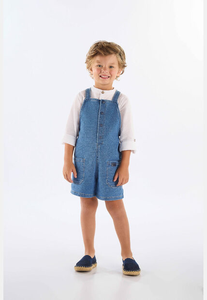Jardineira Unissex Infantil em Jeans Up Baby