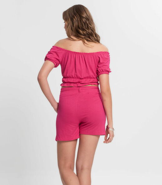 Conjunto Juvenil Feminino Blusa Com Shorts Minty Rosa