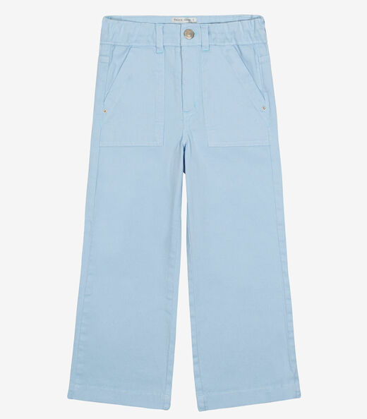 Calça Infantil Feminina Wide Leg Sarja Trick Nick Azul