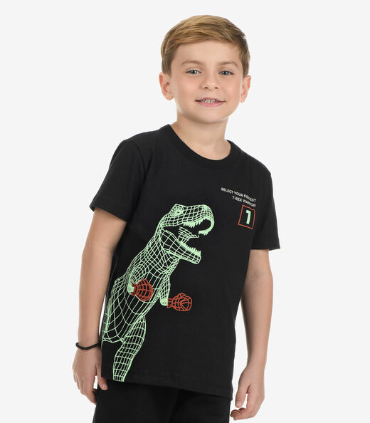 Camiseta Menino Meia Malha Rovi Kids Preto