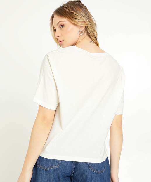 Blusa Feminina Strass Manga Curta Marisa