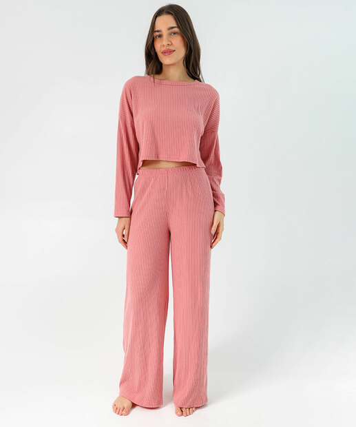 Image_Pijama Feminino Textura Manga Longa Marisa Rosa