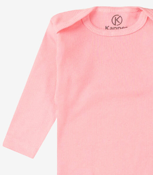 Kit 4 Body Bebê Canelado 2 Peças Kappes Rosa