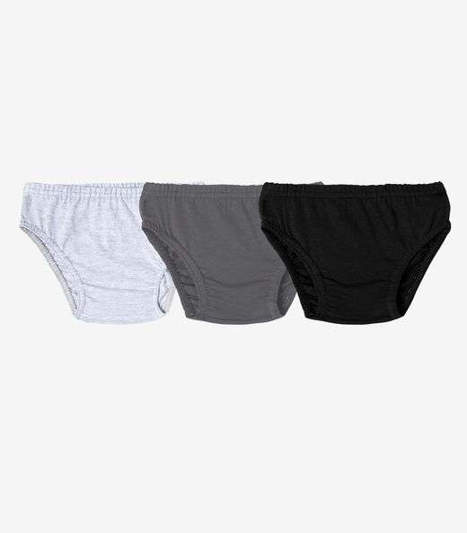 Kit 3 Cuecas Slip Infantil Em Algodão Select Preto