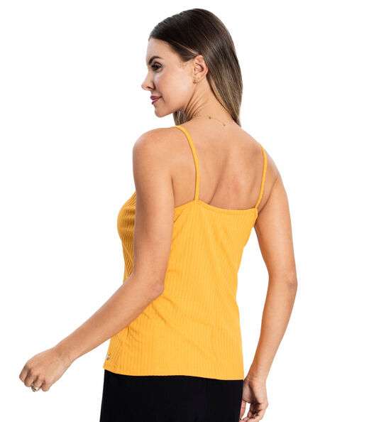 Blusa De Alça Feminina Ribana Canelada Rovitex Amarelo