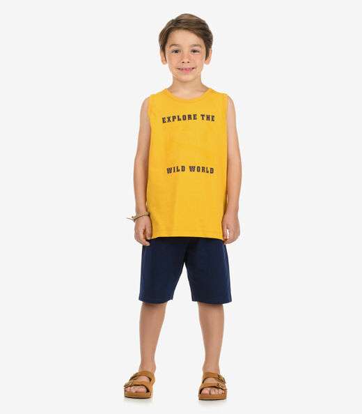 Conjunto Bermuda com Regata Menino Rovi Kids Amarelo