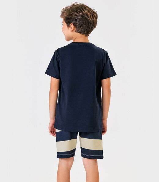 Conjunto Infantil Camiseta Com Bermuda Trick Nick Azul