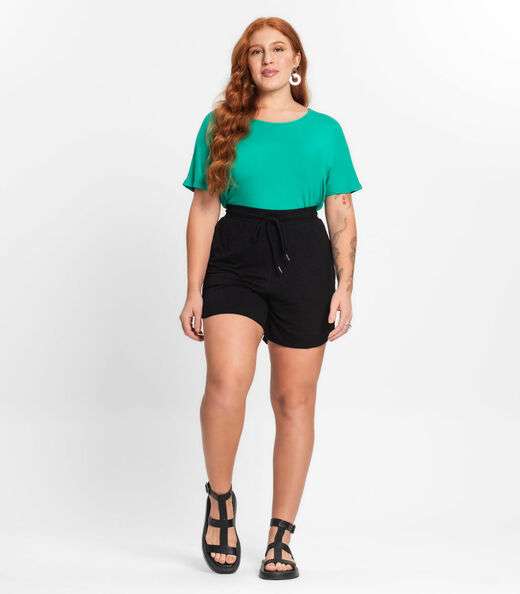 Blusa Manga Curta Feminina Plus Size Secret Glam Verde
